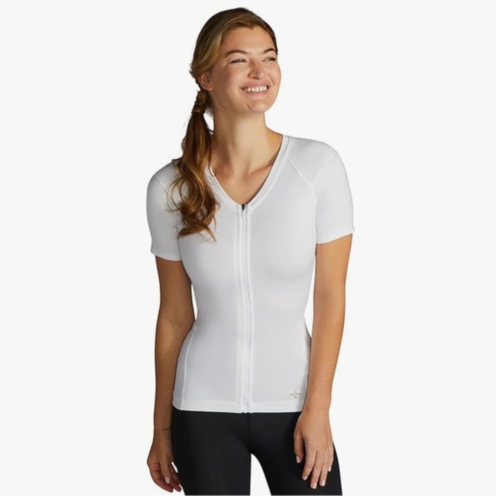 TOMMIE COPPER -  Women’s Full Zip Compression Shirt with Back Support - NEW